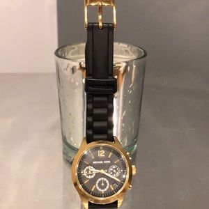 Michael Kors black rubber strap watch